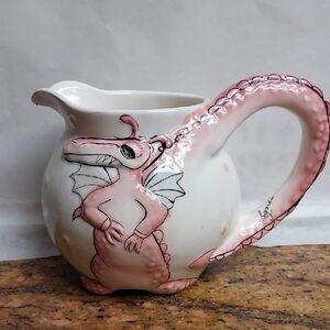 Blue Sky Dragon With Iridecent Wings Creammer By Linda Corneille.  B104